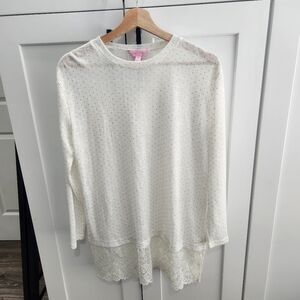 Lilly Pulitzer Lace Trim Embellished Sweater size XL